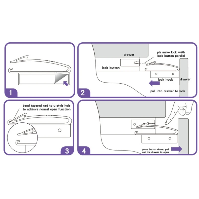 4 шт невидимые ребенок замок ящика Защёлки защиты безопасности Безопасность Блокировка ребенка