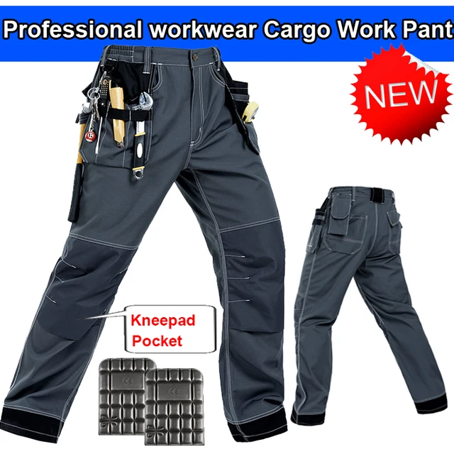 Bauskydd Mens work trousers with eva knee pads grey work pant work wear