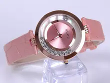 Mode GUOU Marque Femmes Roulant Forage Robe Montres De Luxe Quicksand Casual Horloge Véritable Strass En Cuir Lady Montres