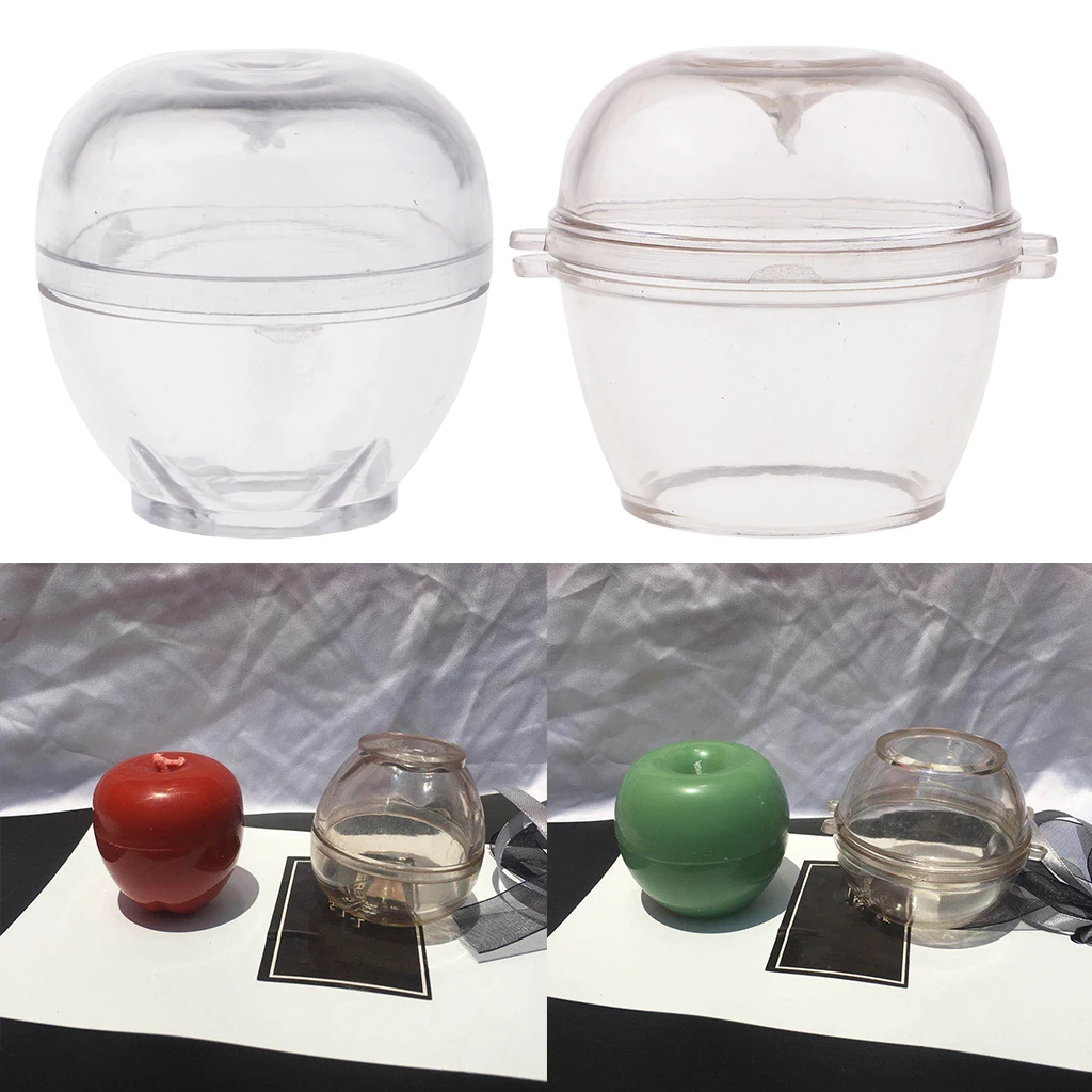 

2 Pieces Clear Plastic Apple Shape Candle Making Mold Mould Tools for DIY Home Christmas Scented Candles Resin Clay Crafts