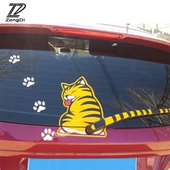 

ZD 1Pc Car Rear Window Wiper Cat Stickers Creative for Citroen C4 C5 Kia Cerato Sorento Ceed Opel Astra H J G Insignia Vectra C