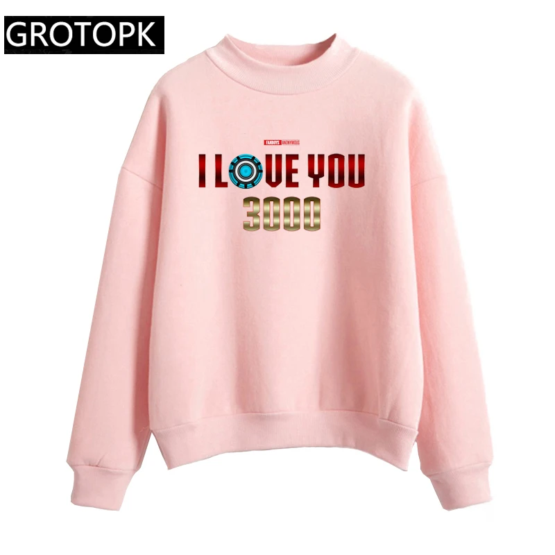 

I Love You 3000 Letter Prints Hoody Ladies Sweet Love Women's Hoodies / Sweatshirts 2019 Avengers Endgame Long Sleeve Pullover