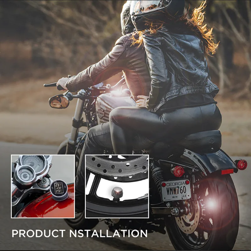 Wireless Motorcycle Tire Pressure Alarm Monitor System Smart TPMS LCD Display Motor 2 External Sensor Temperature Alarm TP-777