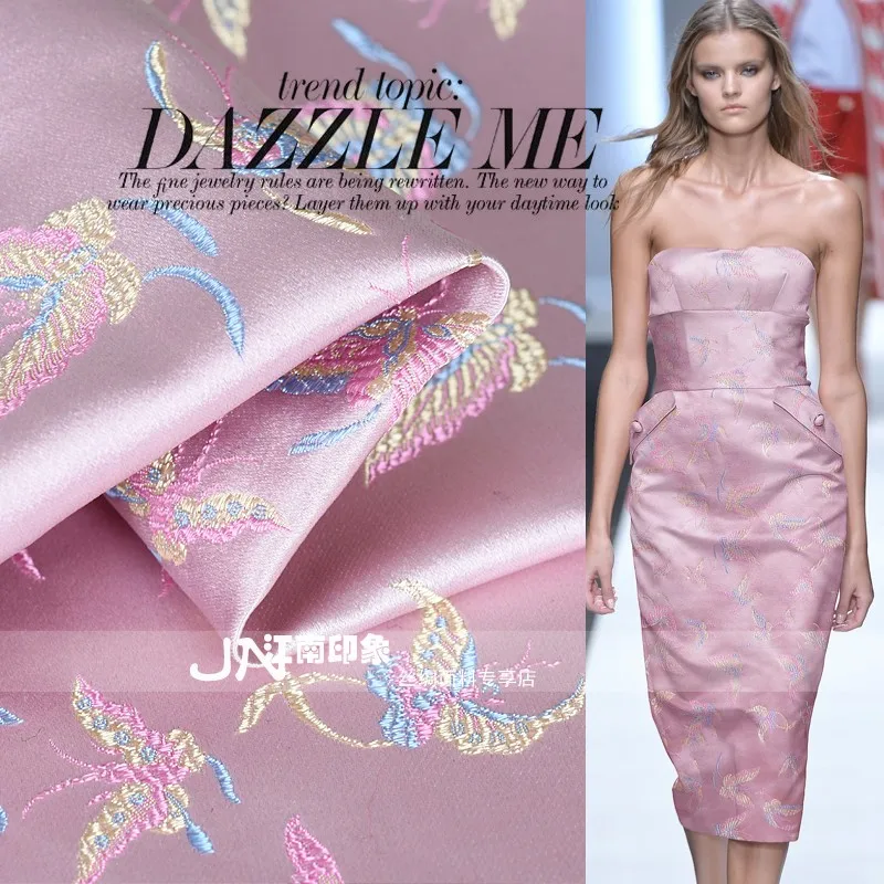 

Jiangnan impression fine jacquard tapestry satin autumn/winter fashion cloth hard crisp coat baby iris sale fabrics