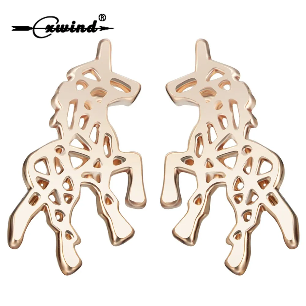 

Cxwind New Animal Horse Earring Pendant Unicorn Horse Hair Stud Earrings For Pendientes Brincos Women Statement Gift