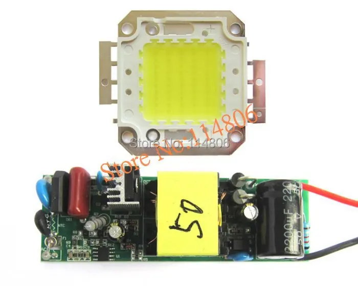 

50W Pure White 6000~6500K SMD LED Light Parts + Non-Waterproof AC 85~265V LED Driver