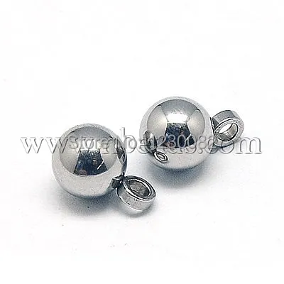 

10PCS Original Color Ball Charms 304 Stainless Steel Round Pendants, for Necklace Jewelry Making, 7.5x5mm, Hole: 1.5mm