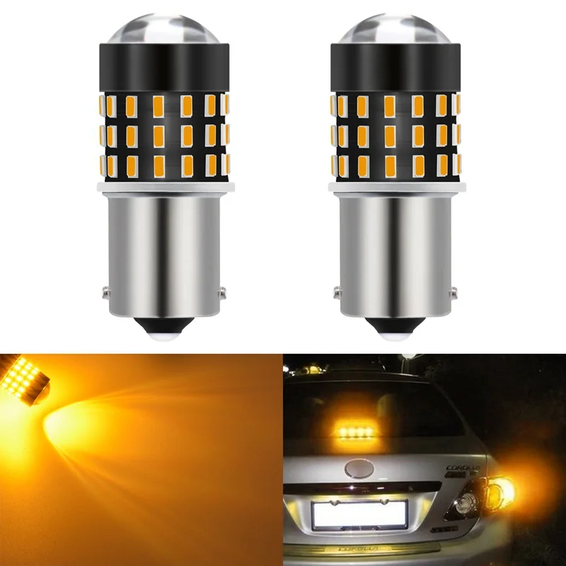 TUINCYN 1156 BA15S P21W светодиодный лампы R5W R10W 3014SMD Автомобильная Поворотная сигнальная лампа стоп-сигнал заднего хода хвост светильник авто лампы 12V белый/оранжевый/красный - Испускаемый цвет: Amber