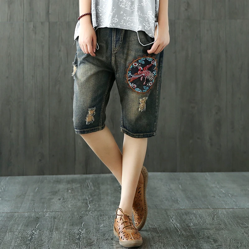 font b 2017 b font Women Summer Vintage Jeans font b Capris b font Cropped