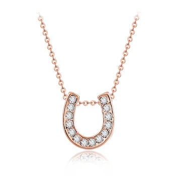 

lureme Fashion Style Gold Tone Pave Crystal Horseshoe Design Pendant Necklace for Women Collares Mujer (01003233-2)