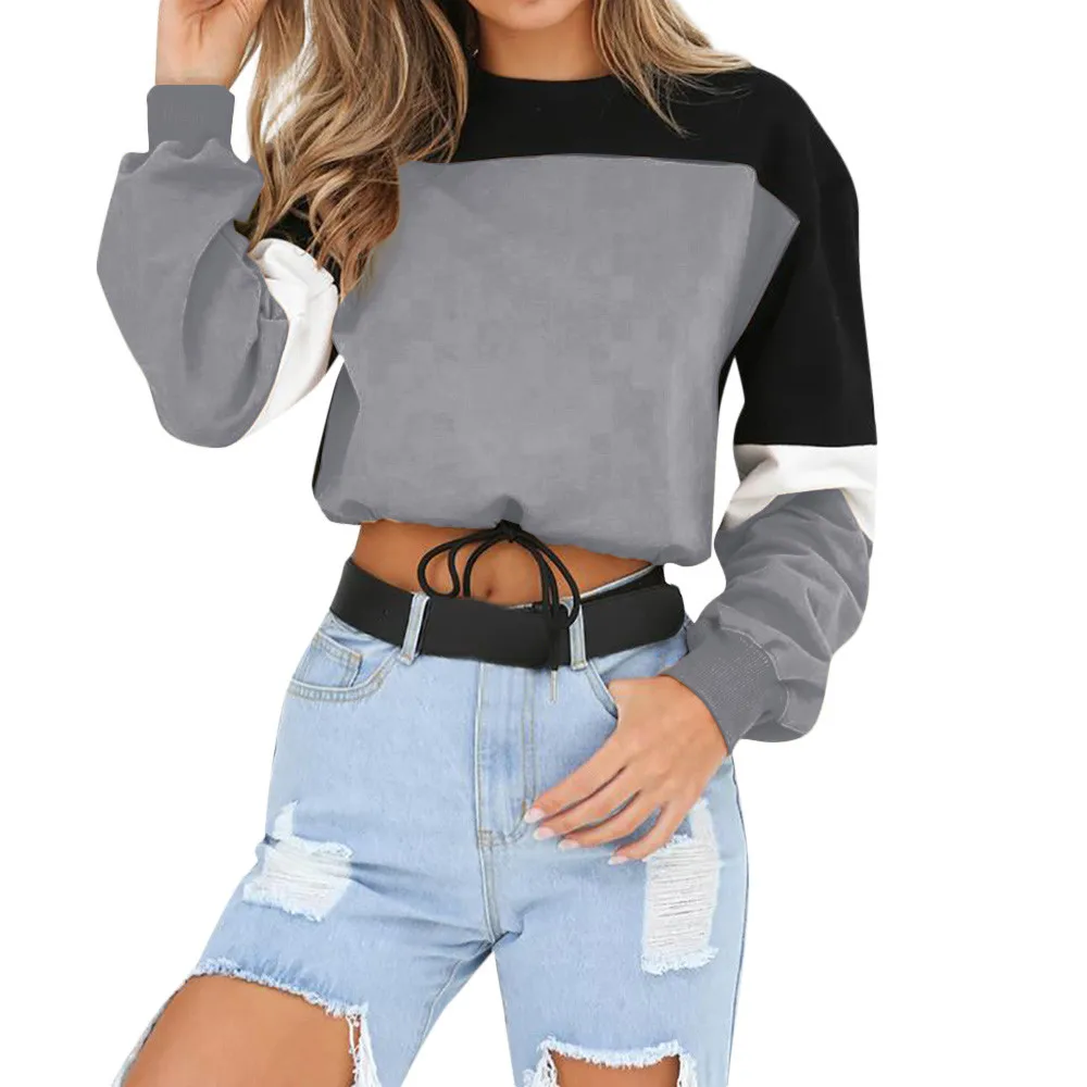 

JAYCOSIN Sweatshirt Women Long Sleeve Splcing Color Sudadera Mujer Pullover Tops Blouse Women Hoodies moletom feminino JUL17