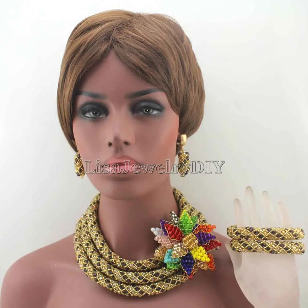 

Fabulous Deep Purple/ Nigerian Wedding African Beads Jewelry Set Flower Statement Crystal Jewelry Set Mix Beads Set HD8335