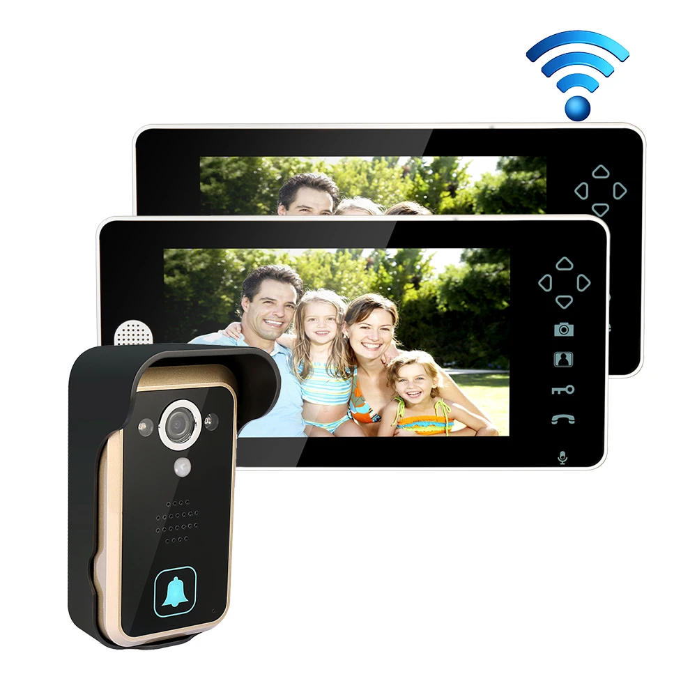 

MILEVIEW 2.4G Wireless 7" Touch Color TFT LCD Video Door Phone Intercom System 1Outdoor Doorbell Camera 2 Screens Free Shipping