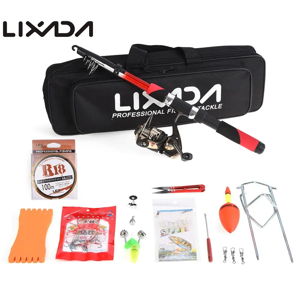 

Lixada Telescopic Fishing Rod Reel Combo Full Kit Spinning Reel Pole Set Rod Lure With Fishing Scissors Hook Lures Bag De Pesca