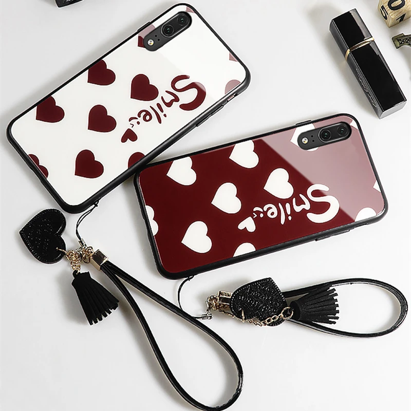 

Strap & Case For Samsung Galaxy A70S A50S A30S A10S A20S A40S Smile Heart Glass Hard Cover For Samsung A70 A50 A30 A10 A20 A40