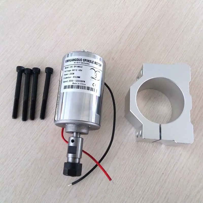 Najtaniej Maszyna do grawerowania 48V DC wrzeciona ER11 3.175MM 200W wysokiej prędkości wrzeciona szczotka chłodzony powietrzem PCB silnik wrzeciona i wspornik