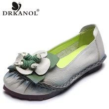 DRKANOL/Осенняя обувь ручной работы из натуральной кожи на плоской подошве; женские лоферы без застежки на плоской подошве; женская повседневная обувь; винтажные мокасины; обувь для мам