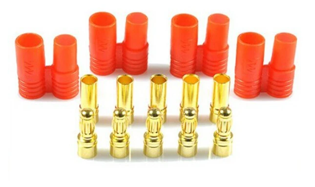 

F00914 JMT 1 Piece 3.5mm Banana Gold Bullet Connector Plug with Housing for ESC + FS