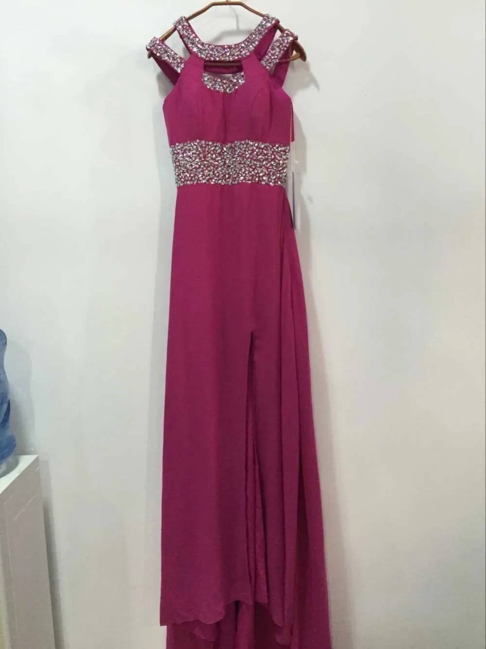 In Stock Long Evening Dress Chiffon Beading robe d...