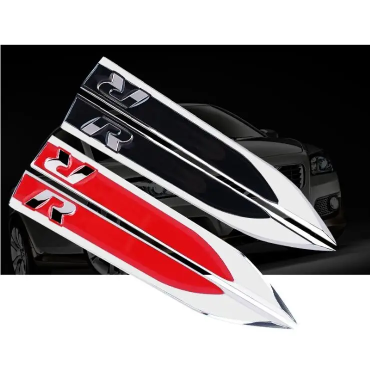 

1PAIR 3D Metal R Emblem Racing Line R-Line Badge Rline Logo Car Stickers 15x1.7cm