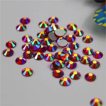 

SS3-SS34 Red Light Siam AB Non Hotfix Glass Crystal Flatback Rhinestones Nail Rhinestones For Nails 3D Nail Art Decoration Gems