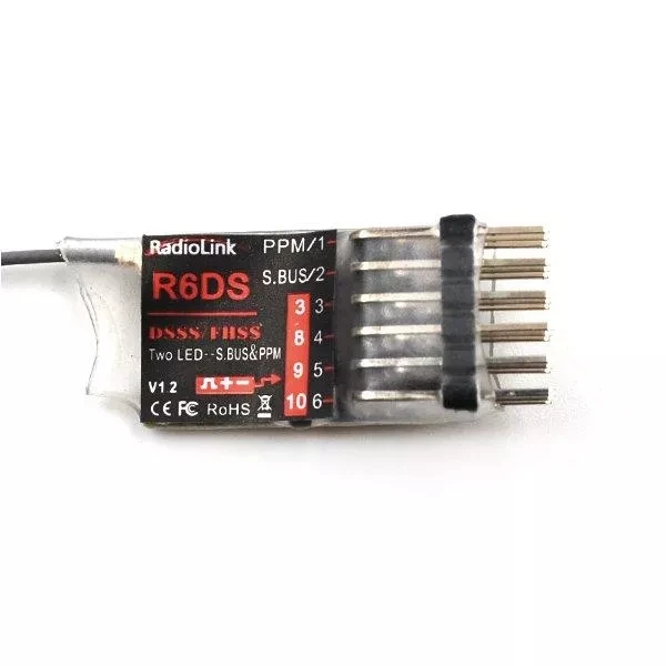 

Radiolink R6DS 2.4G 6CH PPM PWM SBUS Output Receiver Compatible AT9 AT10 Transmitter