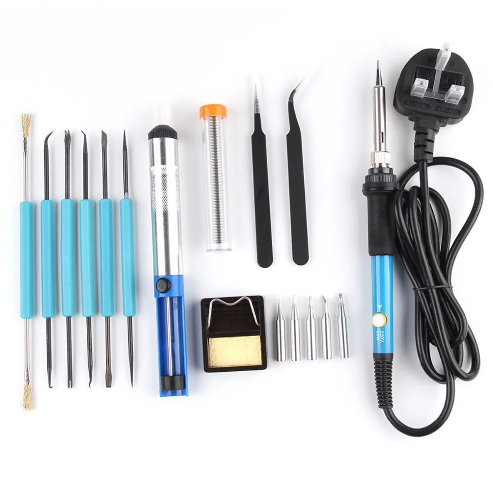 

17pcs/set 60W Soldering Iron Kit Electronics Welding Irons Tool with Adjustable Temperature US Plug - 110V | UK Plug - 220V