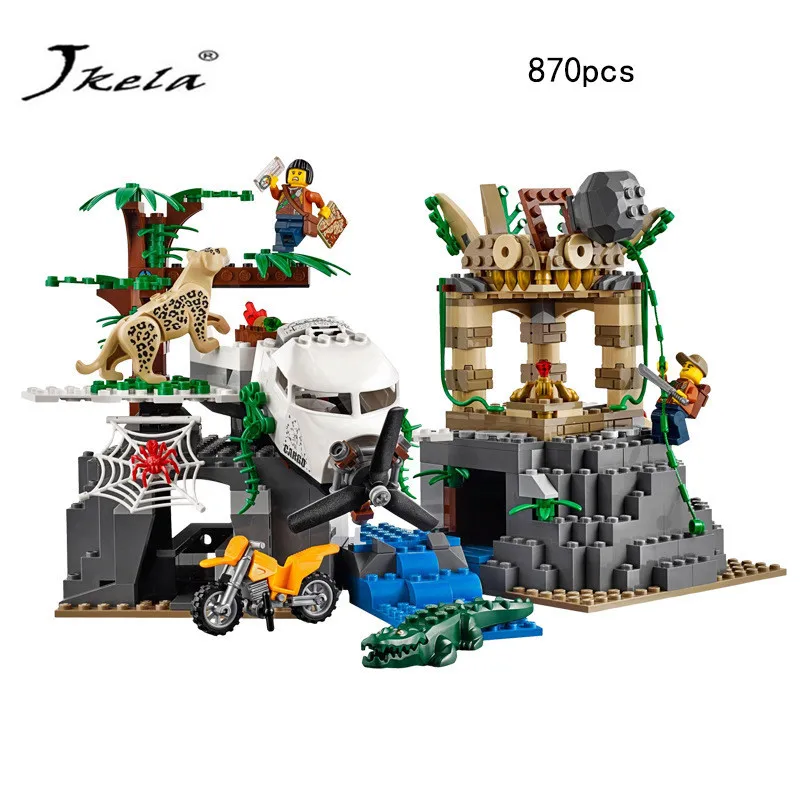 

[Hot]870pc City Series Jungle Exploration Raiders of the Lost Ark Building Bricks Blocks Compatible with legoingly Models Toy