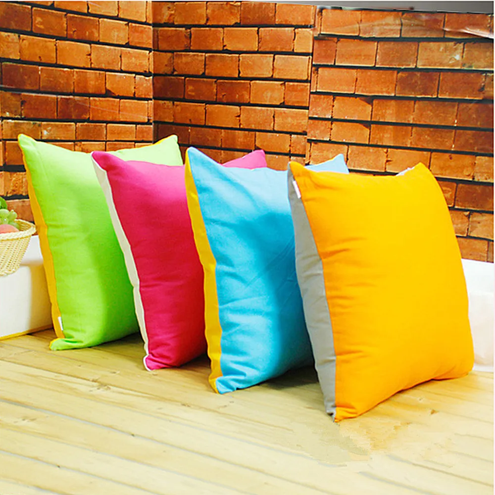 Double Side Solid color Cotton Canvas Pillowcase /Cushion/ Colorful
