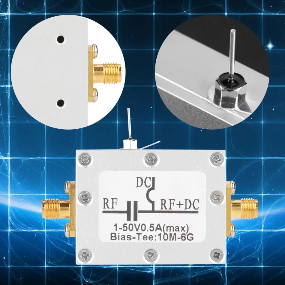 1 Pcs Coaxial Bias Tee 10MHz-6GHz Bias Tee 10MHz-6GHz Broadband Radio Frequency Microwave Coaxial Bias