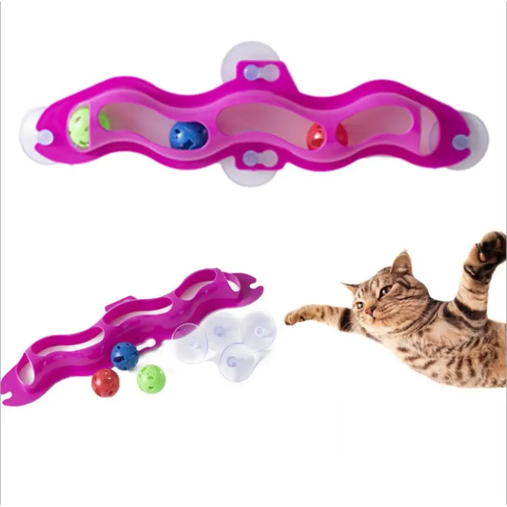 

Cat Toys Interactive Track Ball Toy Cat Practical Window Suction Cup Track Ball Play Tunnel Pet Toys Pet Accessories