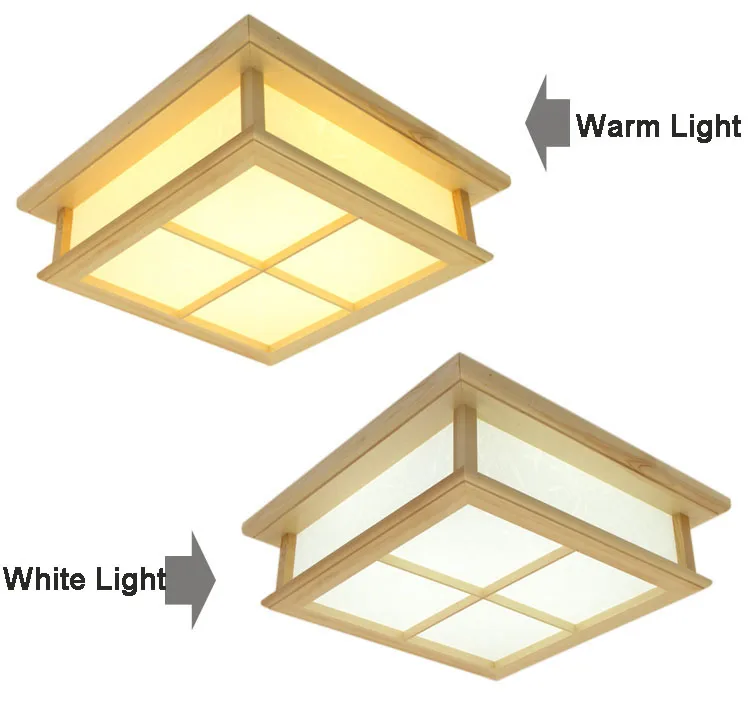 Квадратный 35/45/55 см японский татами Oak деревянный светодиодный потолочный светильник твердой древесины Освещение для дома декор лампы фонарь приспособление