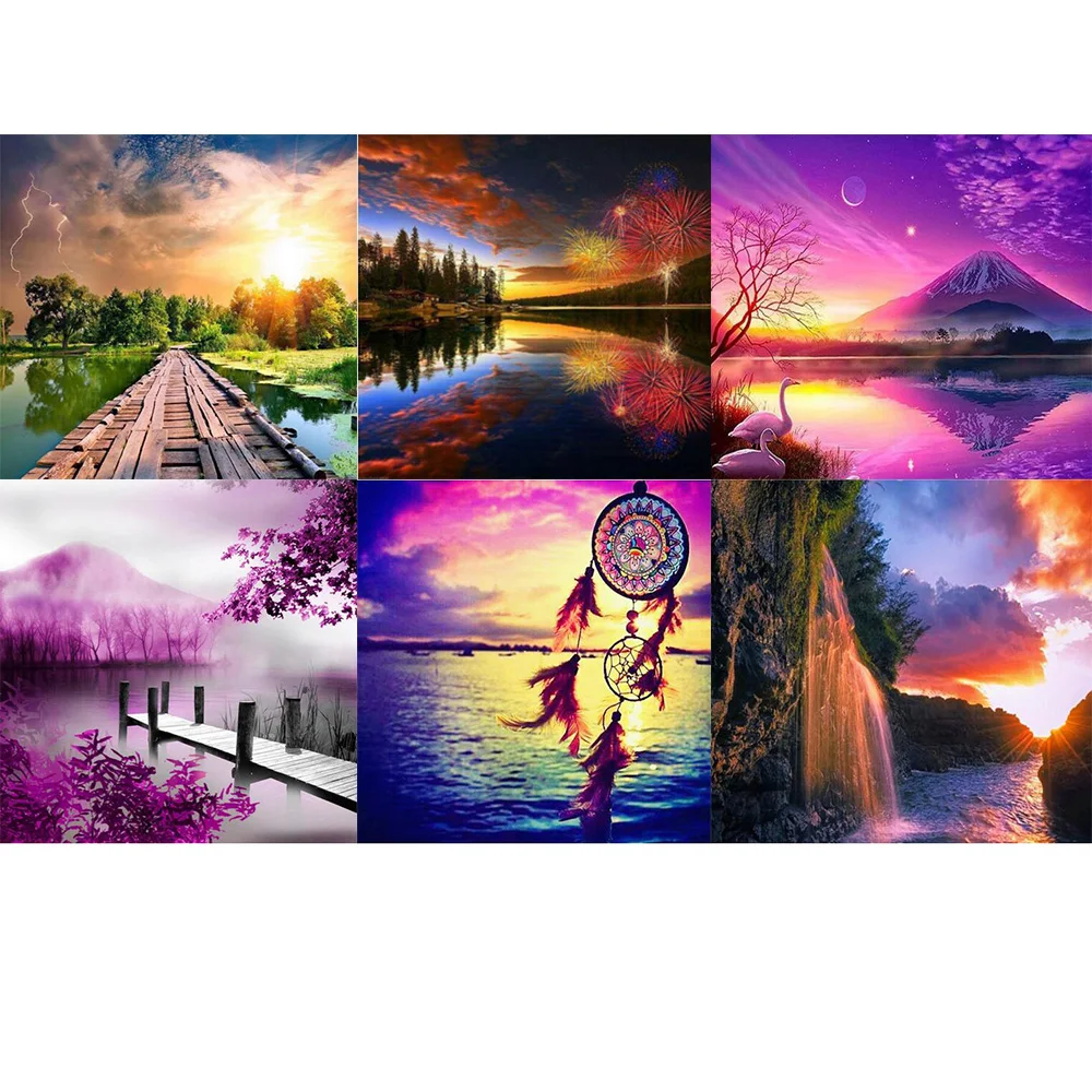 

Full Squarer/Round Diamond Embroidery landscape trees DIY Diamond Painting Cross Stitch swan Diamond Mosaic Decor Paintings KL36