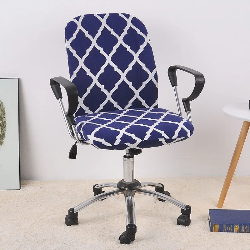 Чехол для офисного стула компьютерный Лифт стул Подушка Чехол протектор съемный комплект из 2 предметов(задняя крышка стула и чехол для стула - Цвет: Navy Blue