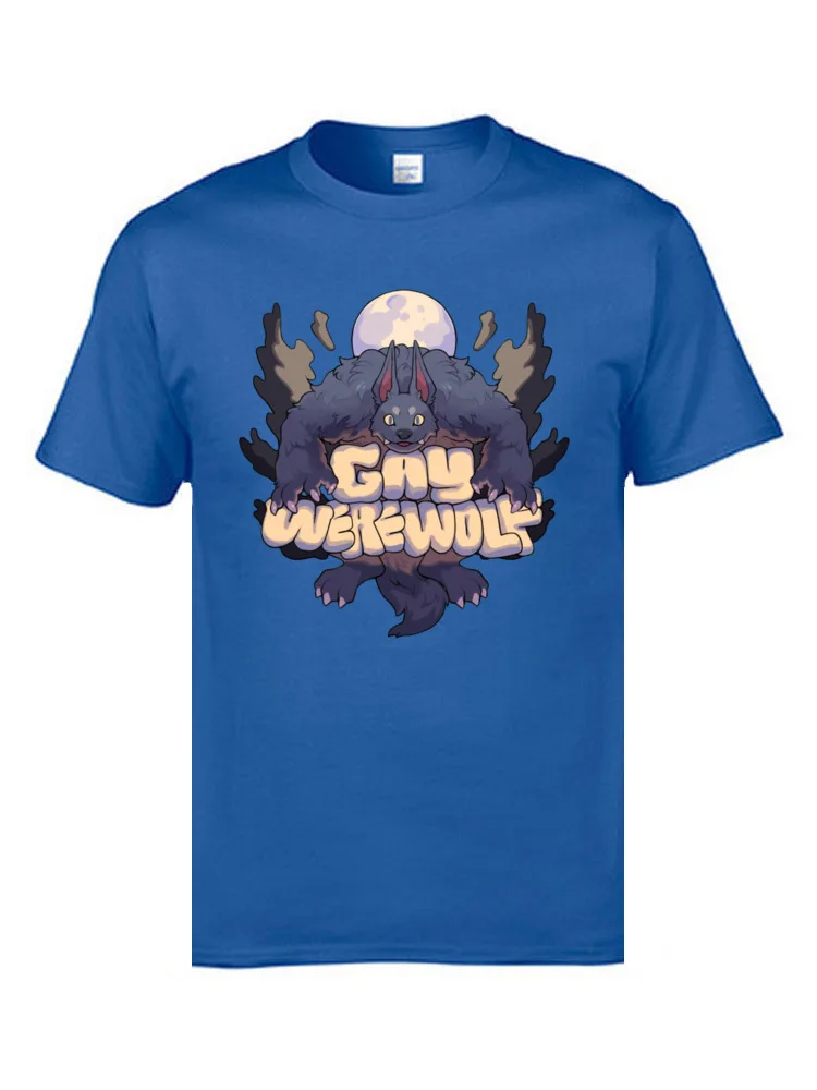 Classic gay werewolf 4373 Cool Short Sleeve ostern Day Tops T Shirt New Design Crew Neck 100% Cotton Sweatshirts Men Tshirts gay werewolf 4373 blue