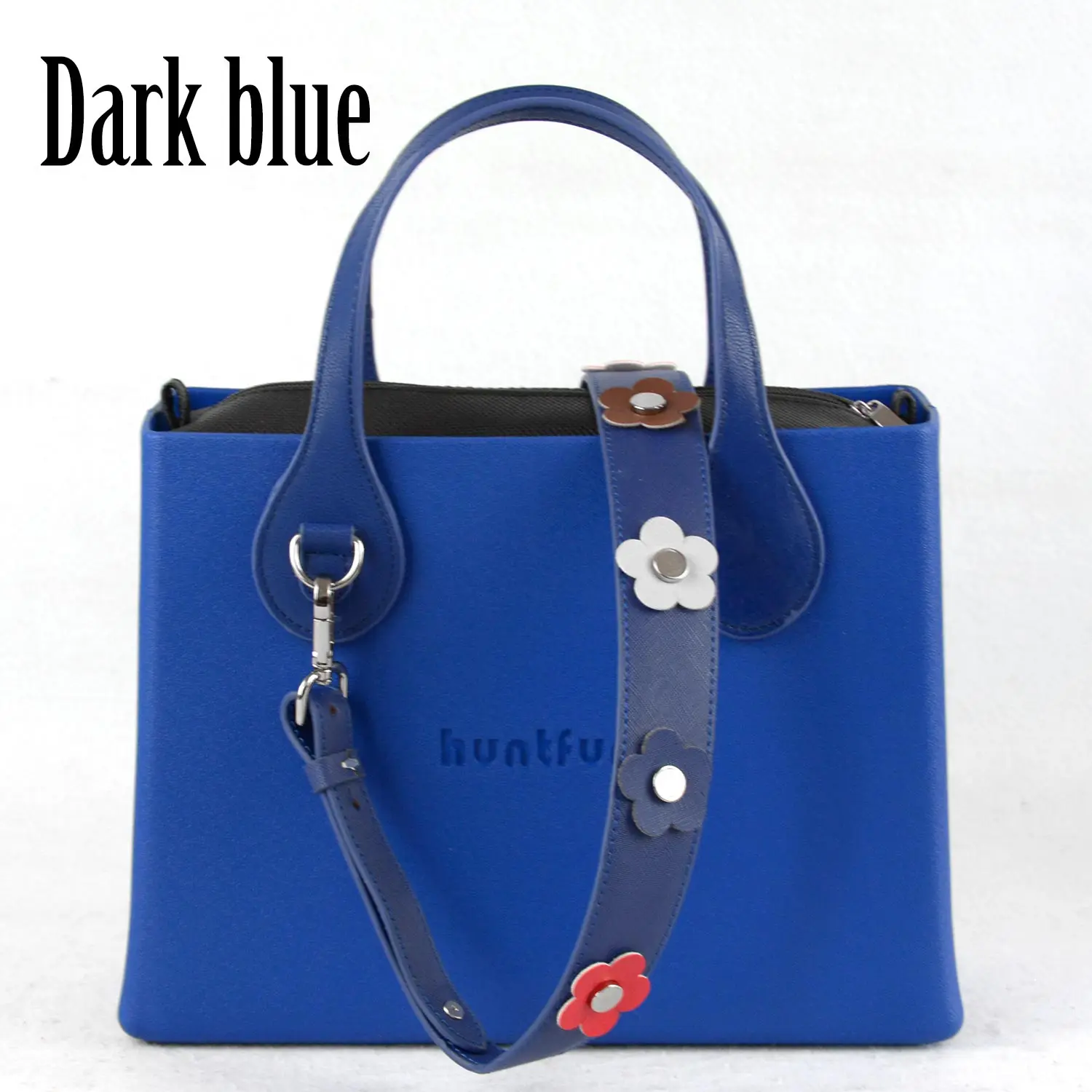 Tanqu huntfun EVA квадратная сумка с плоской d-образной пряжкой ручка заклепки цветок ремень кожа внутренняя женская O сумка стиль сумка на плечо Obag - Цвет: Dark blue