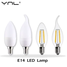 YNL лампада светодиодный светильник E14 220V ampolletas Bombillas светодиодный светильник в форме свечи холодный теплый белый luz лампада de светодиодный светильник