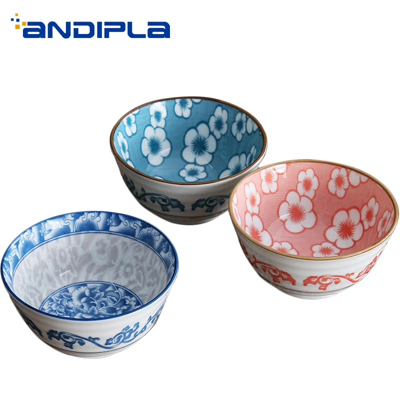 

4.5inch-8inch Japan Style Rice Bowl Ceramic Porcelain Underglaze Dinnerware Tableware Home Soup Ramen Bowls Container Decor Gift