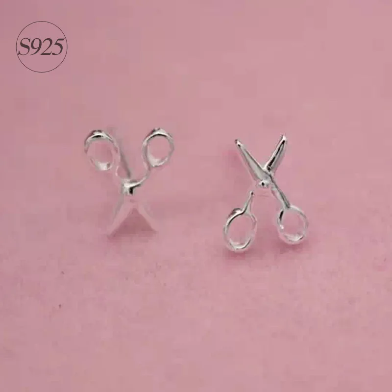 Женские маленькие серьги ножницы из стерлингового серебра 925 пробы|scissor earrings|earrings