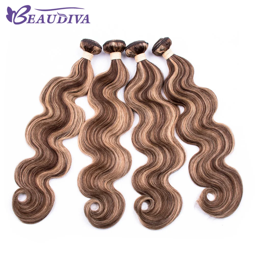 

P4-27 Brazilian Body Wave Hair Bundles 100% Human Hair Weave 4pcs BEAUDIVA Remy Hair Extension 10-24''