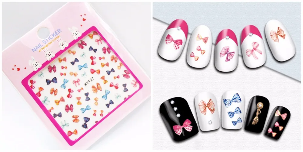Мода 5 простыни 6 Тип дети бантом фрукты наклейки для ногтей Дизайн клейкие стикеры 3D на ногти Nail Art Наклейки Makep дизайн аксессуары