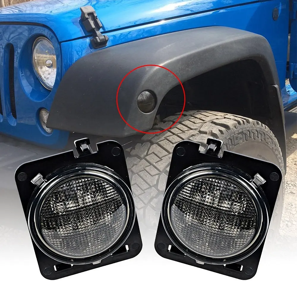 Pair 8 SMD LED Light Front Fender Flare Smoke Amber LED Side Marker