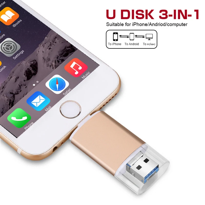 OTG USB Flash Drive 32GB 3.0 Pendrive 16GB/32GB/64Gb Mini Pen for iPhone X/8/7/6 Plus iPad Key Memory Stick | Компьютеры и офис