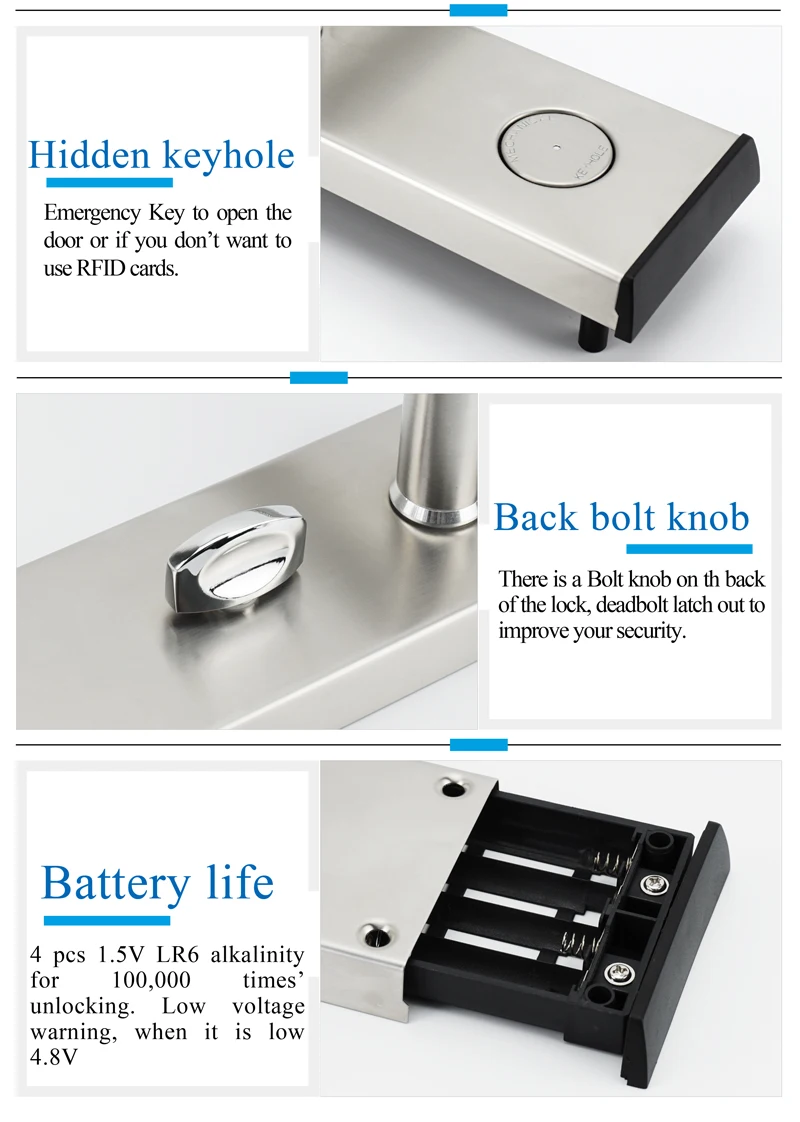 Stainless Steel Free Software Electronic Door Lock Keyless Digital Smart Door Lock Smart Entry For Home or Hotel System