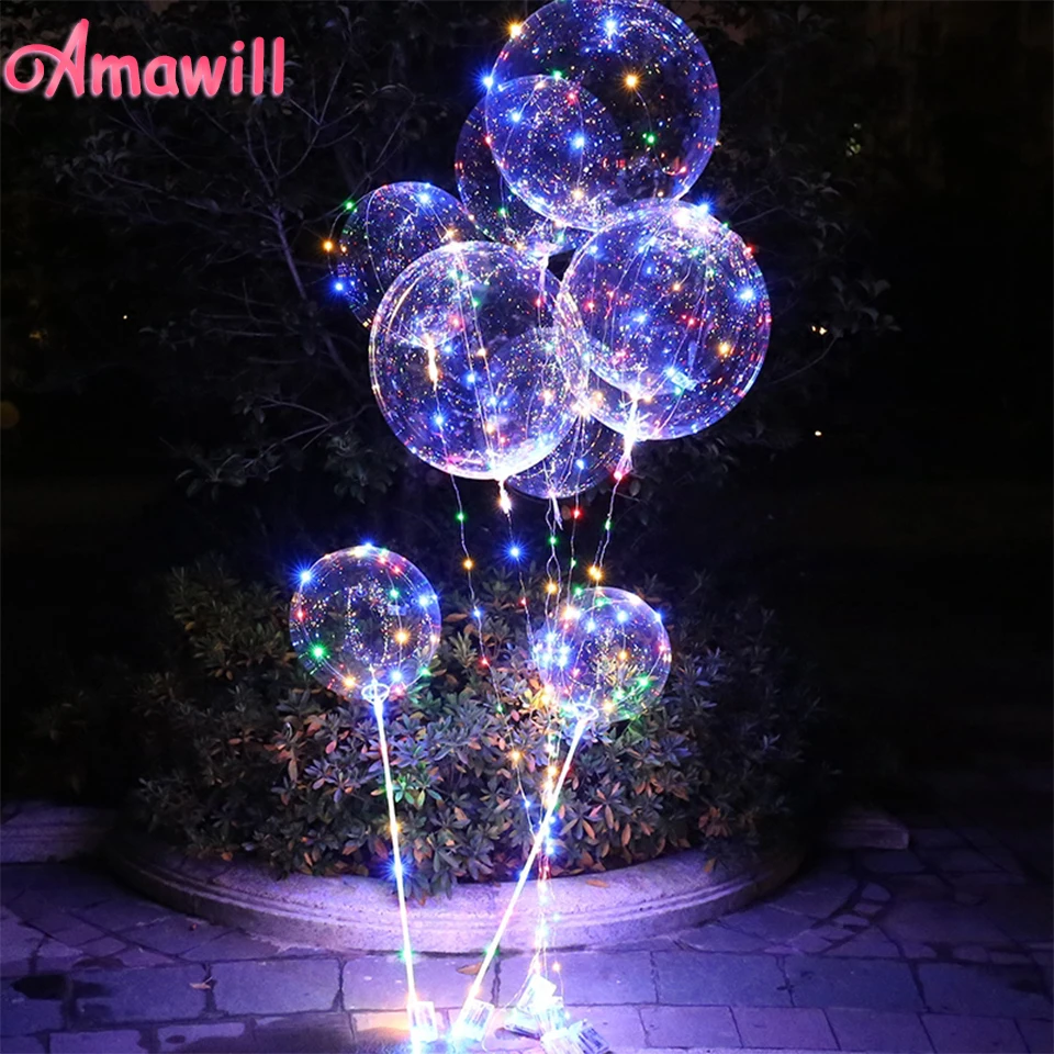 Amawill 18 Inch Transparent Bubble Balloon Glowing Light Globos Led for Valentines Day Decor Bachelorette Party Decorations 56D in Ballons & Accessories