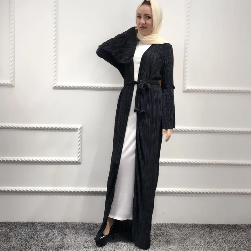 ислам абая мусульманские платья 2018 ОАЭ кафтан Абаи кимоно Дубай Для женщин плиссированные кардиган с хиджаб мусульманское платье халат