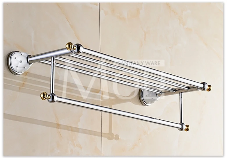 Online Moderne glänzende bad zubehör verchromt wc papier rack handtuch bar regal pinsel halter wand halterung bad hardware set