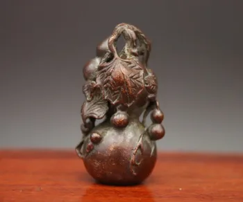 

5 CM Chinese red Copper exorcise evil spirits Small bottle gourd vine sculpture