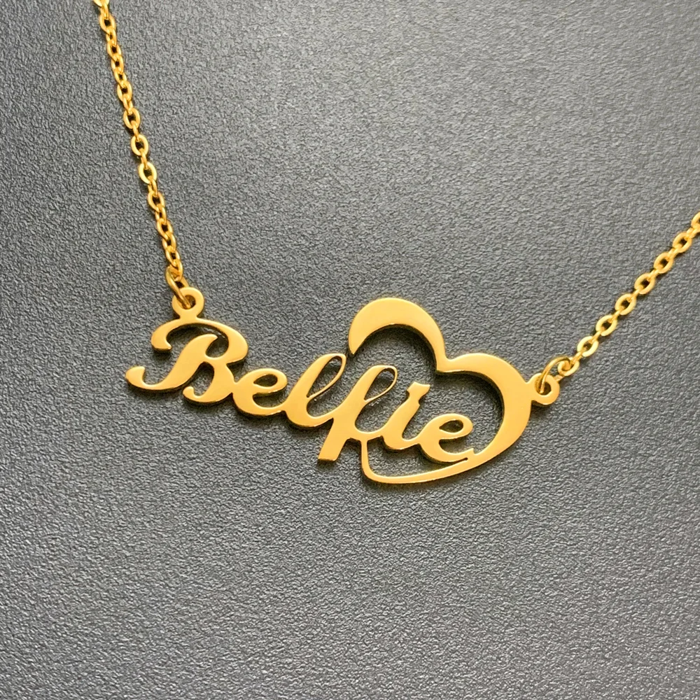 

Custom Heart Name Necklace Personalized Choker Stainless Steel Couple Nameplate Pendant Necklace Jewelry Gifts For Women