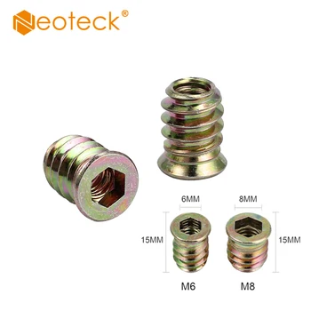 

Neoteck 100 Pcs M6 M8 Insert Furniture Nuts Hex Socket Carbon Steel Threaded Screw Fastener Hardware Type D screws Nuts For Wood